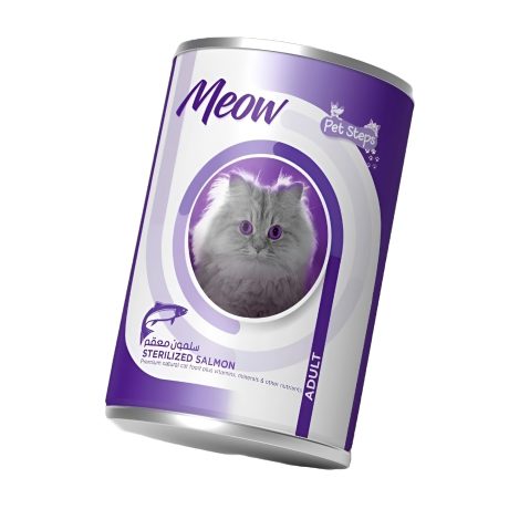 اكل قطط بيت ستيبس مياو سلمون للقطط المعقمة البالغة معلب 400 جم