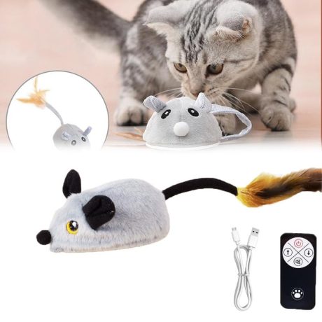 العاب تفاعلية للقطط من بيجثري، لعبة فأر للقطط بجهاز تحكم عن بعد مع ذيل ريش، لعبة فأر متدفقة محاكاة، لعبة قطط اوتوماتيكية للقطط الصغيرة والكلاب للتمرين الداخلي والخارجي، هدية لقطتك