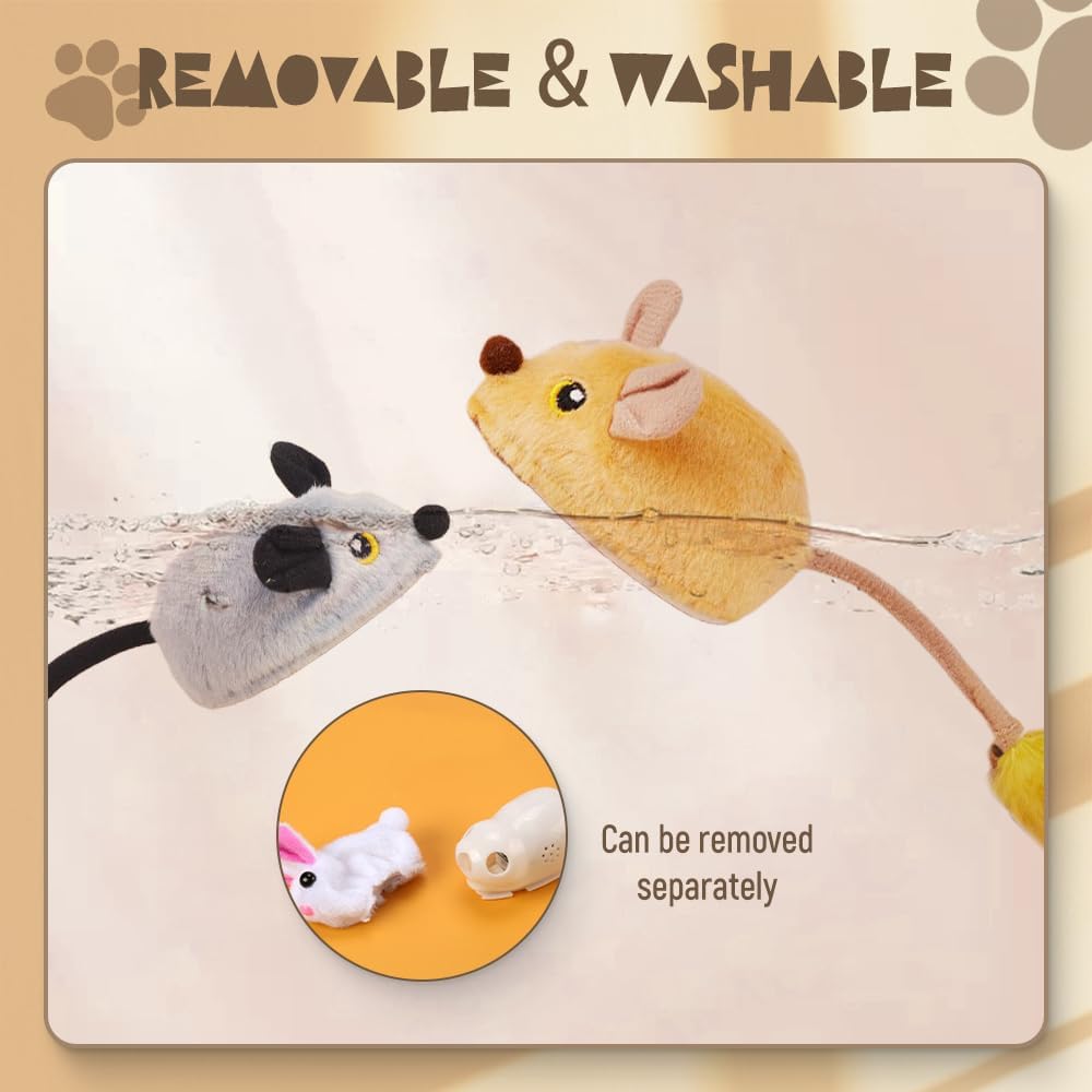 العاب تفاعلية للقطط من بيجثري، لعبة فأر للقطط بجهاز تحكم عن بعد مع ذيل ريش، لعبة فأر متدفقة محاكاة، لعبة قطط اوتوماتيكية للقطط الصغيرة والكلاب للتمرين الداخلي والخارجي، هدية لقطتك