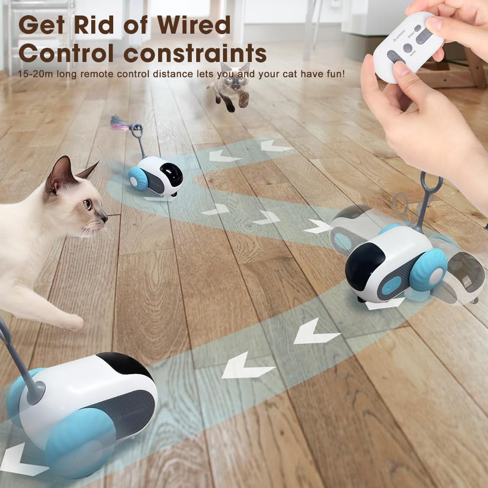 العاب فأر كهربائية ذكية بجهاز تحكم من ناكسيفلي، العاب تفاعلية للقطط، لعبة مناوشة القطط مع ريش وديدان، العاب اوتوماتيكية للحيوانات الاليفة، العاب متحركة بشحن منفذ USB (برتقالي)