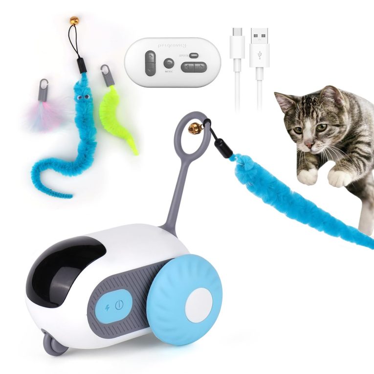 العاب فأر كهربائية ذكية بجهاز تحكم من ناكسيفلي، العاب تفاعلية للقطط، لعبة مناوشة القطط مع ريش وديدان، العاب اوتوماتيكية للحيوانات الاليفة، العاب متحركة بشحن منفذ USB (برتقالي)