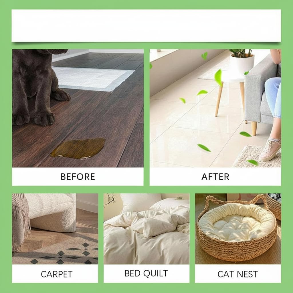 بخاخ قوي لازالة الروائح الكريهة للحيوانات الاليفة - تركيبة انزيمية متطورة لبول الكلاب والقطط، مزيل دائم للبقع والروائح للسجاد والاثاث والارضيات (رائحة منعشة، امن للحيوانات الاليفة والاطفال)