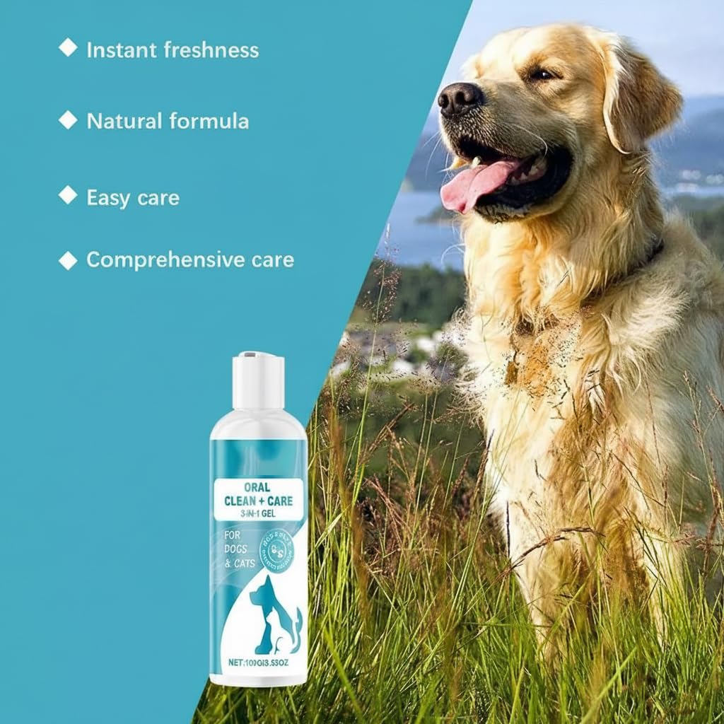 بخاخ للعناية بالفم للكلاب والحيوانات الاليفة، 3.52 اونصة مع زيوت عطرية طبيعية، معجون اسنان جل منظف للحيوانات الاليفة، للعناية بالفم امن للقطط والكلاب لازالة الجير والبقع، امن للحيوانات الاليفة