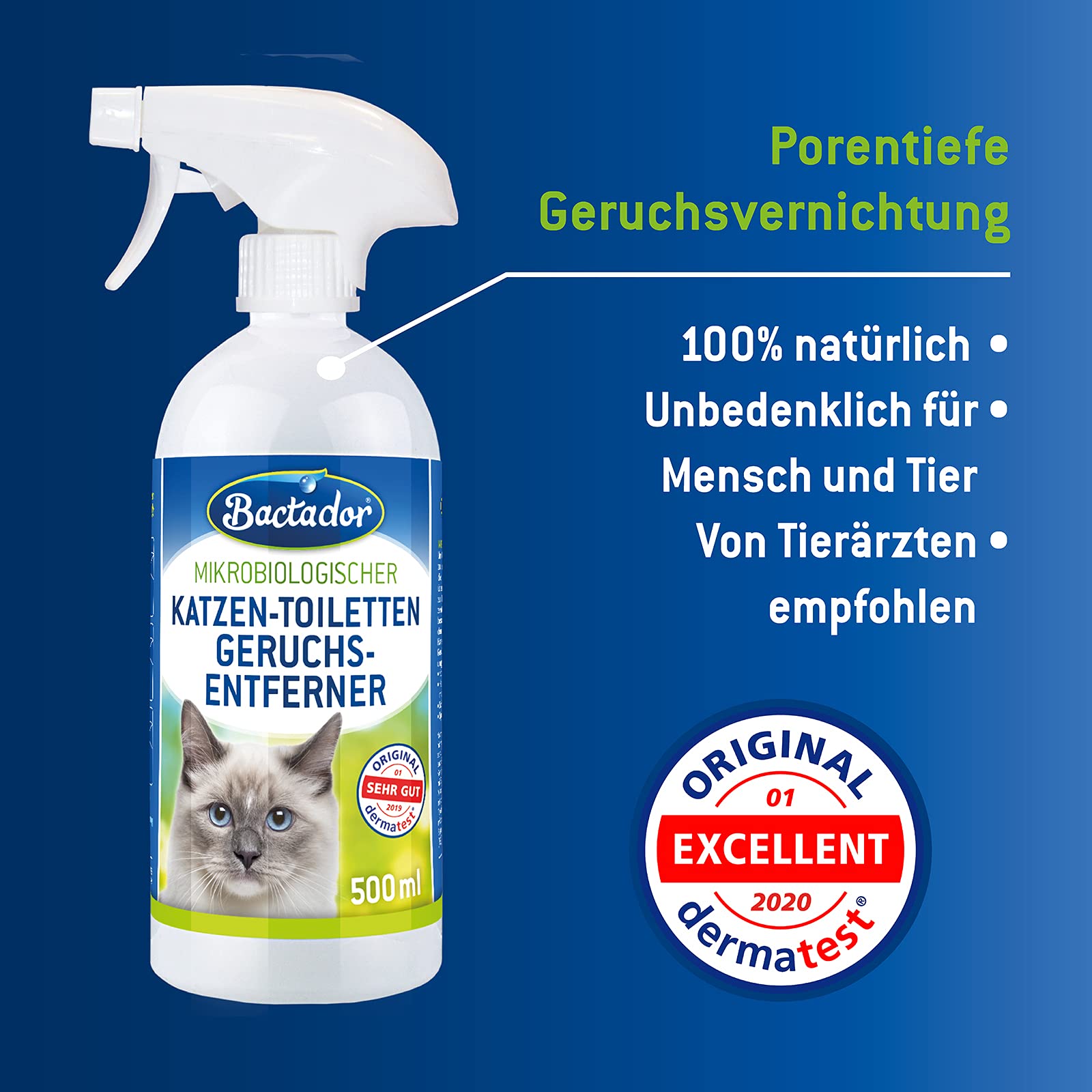 بخاخ مزيل لروائح فضلات القطط جاهز للاستخدام من باكتادور (500 مل)