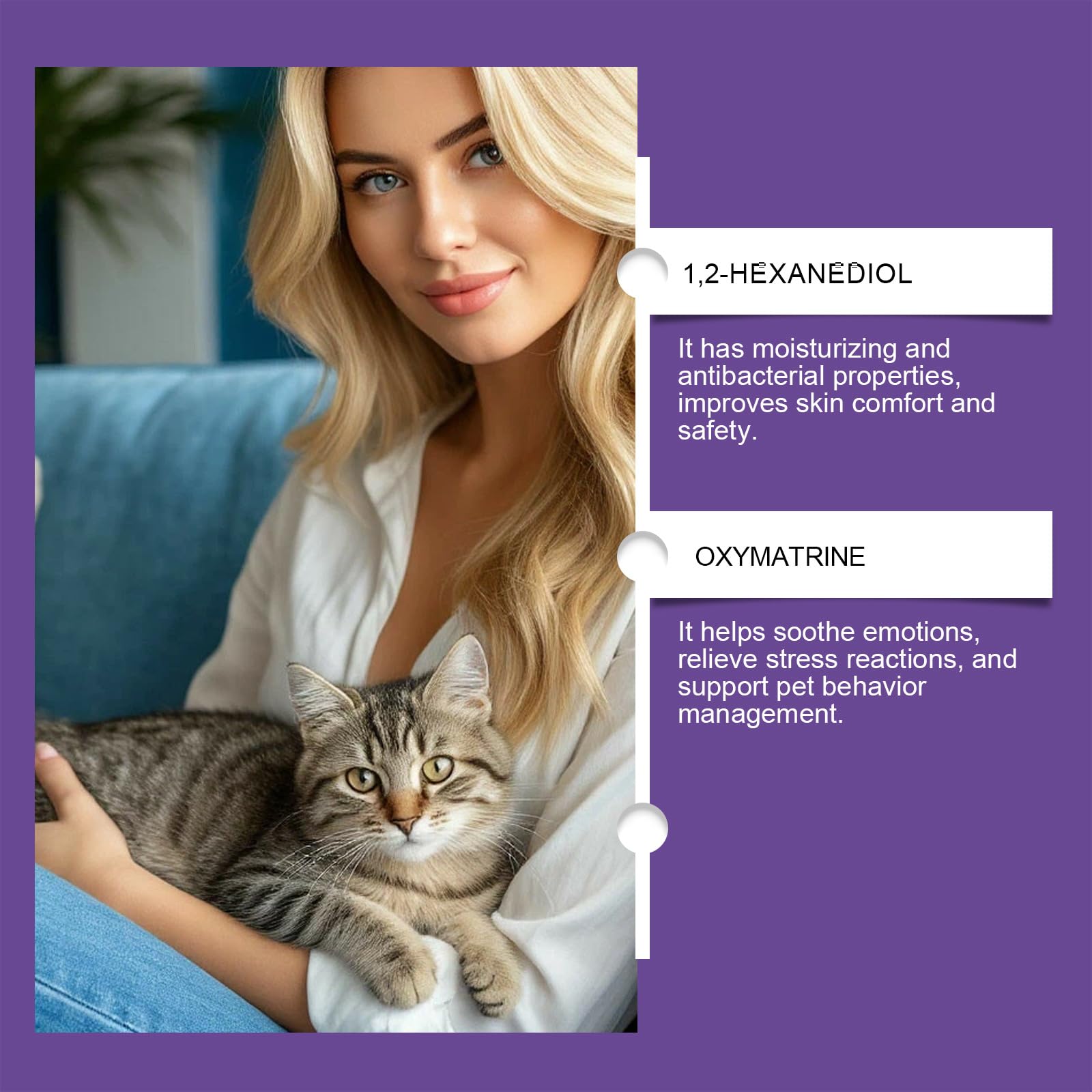 بخاخ مهدئ للقطط يقلل من التوتر والقلق والخدش والاختباء للسفر المنزلي والقطط وزيارات الطبيب البيطري، يقلل من خدش الاثاث، بخاخ مهدئ للحيوانات الاليفة من قطعتين