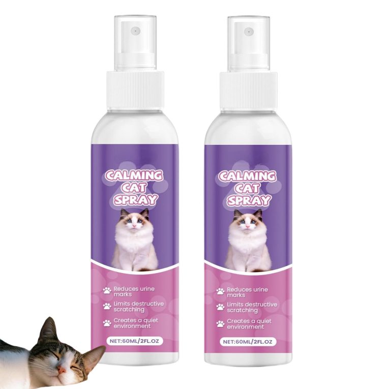 بخاخ مهدئ للقطط يقلل من التوتر والقلق والخدش والاختباء للسفر المنزلي والقطط وزيارات الطبيب البيطري، يقلل من خدش الاثاث، بخاخ مهدئ للحيوانات الاليفة من قطعتين
