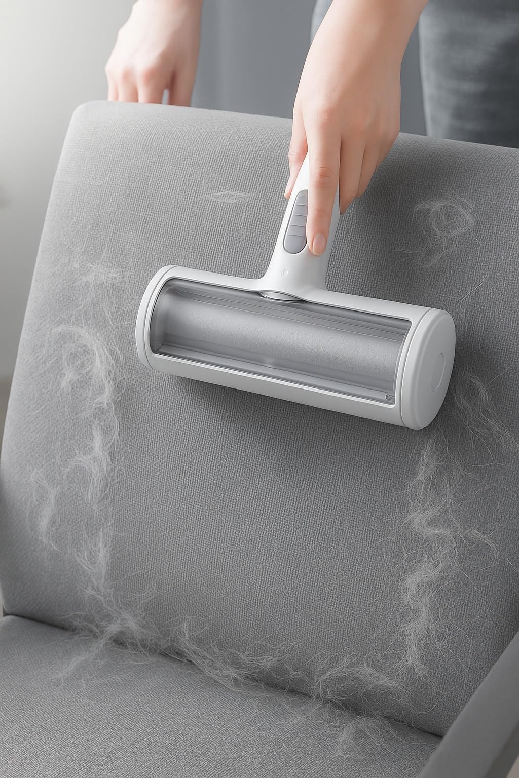 بكرة ازالة شعر الحيوانات الاليفة والوبر - تزيل شعر القطط والكلاب من داخل السيارة والاثاث والاريكة والسجاد والفراش - اداة ازالة فرو الحيوانات متعددة الاسطح لمالكي الحيوانات الاليفة (بني وابيض)