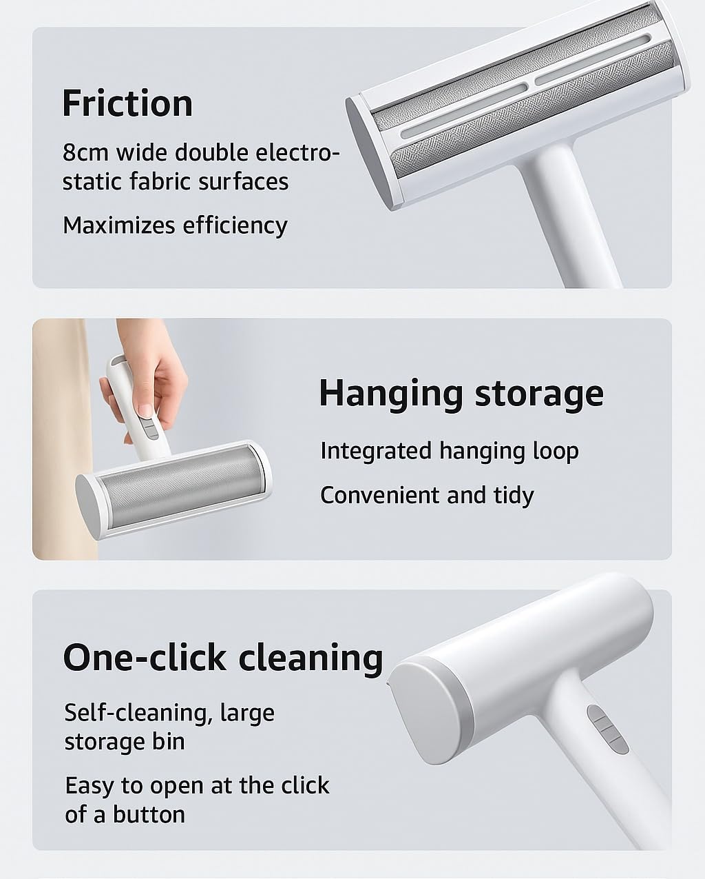 بكرة ازالة شعر الحيوانات الاليفة والوبر - تزيل شعر القطط والكلاب من داخل السيارة والاثاث والاريكة والسجاد والفراش - اداة ازالة فرو الحيوانات متعددة الاسطح لمالكي الحيوانات الاليفة (بني وابيض)