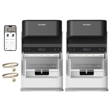 بيتليبرو جهاز تغذية القطط التلقائي بتقنية تحديد الهوية بموجات الراديو لقطتين، مستشعر طوق للوجبات الشخصية، التعرف على القطط لوقف سرقة الطعام، تتبع النظام الغذائي لمنازل الحيوانات الاليفة المتعددة