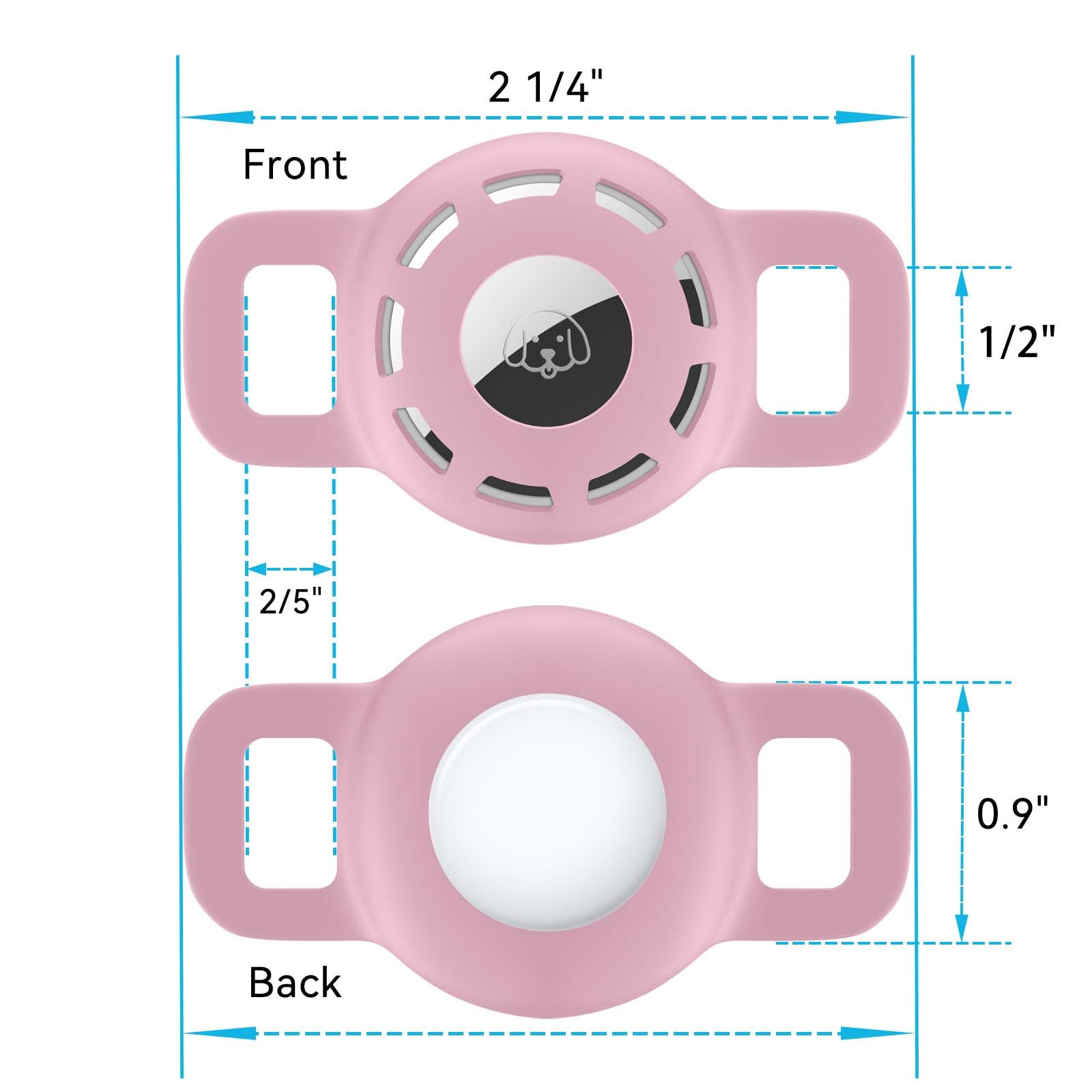 حافظة جهاز تحديد المواقع من السيليكون متوافقة مع حامل ابل ايرتاج لطوق الكلاب والقطط عبوة قطعتين حافظات التتبع القطط والكلاب واقي شاشة لون سي اي-زهري