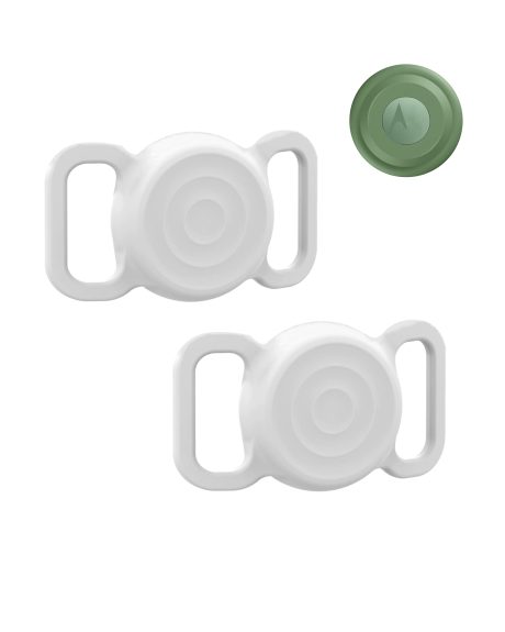 حافظة حماية سيليكون لجهاز التتبع موتورولا موتو تاج سمارت للحيوانات الاليفة - قطعتين - مقاومة للماء - حافظة مكتشف نظام تحديد المواقع - تصميم امان مضاد للضياع - طوق الكلب وحامل حلقة القطط - ابيض