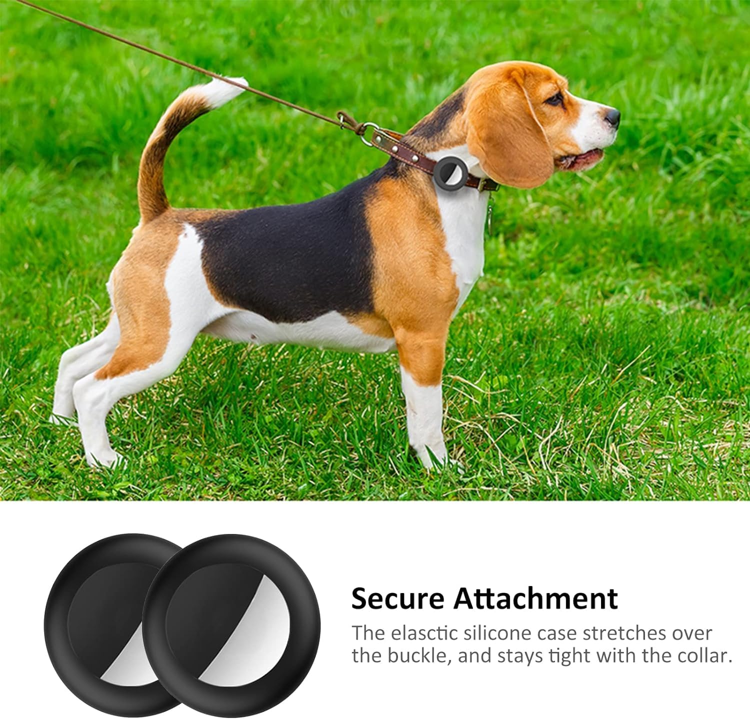 حامل وغطاء مقاوم للماء لجهاز ايرتاج صغير لنظام تحديد المواقع متوافق مع جهاز ابل للتتبع من دابليو اي زي سي اتش يو جي ايه اول ال عبوة قطعتين لطوق القطط والكلاب- عرض 95 ملم أسود