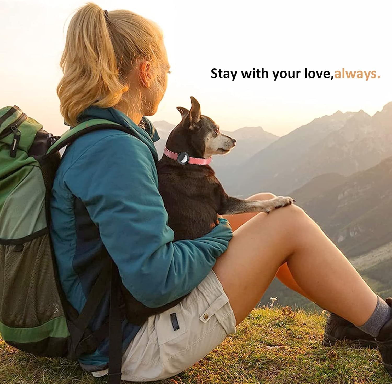 حامل وغطاء مقاوم للماء لجهاز ايرتاج صغير لنظام تحديد المواقع متوافق مع جهاز ابل للتتبع من دابليو اي زي سي اتش يو جي ايه اول ال عبوة قطعتين لطوق القطط والكلاب- عرض 95 ملم أسود