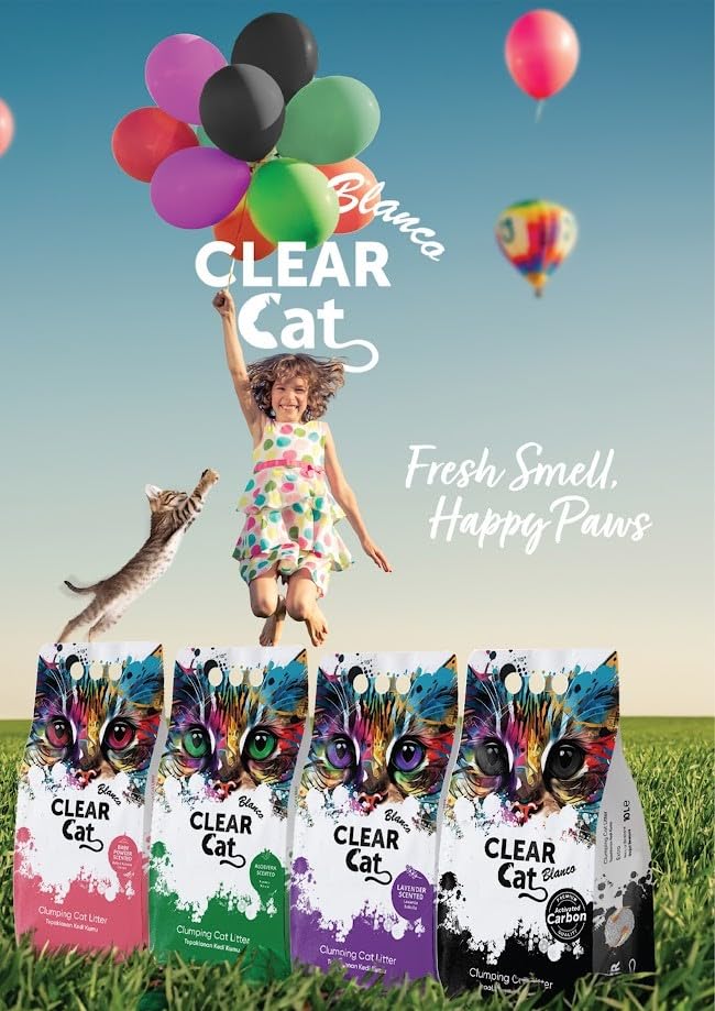 رمل فضلات متكتل للقطط برائحة اللافندر من كلير كات بلانكو، 10 ل
