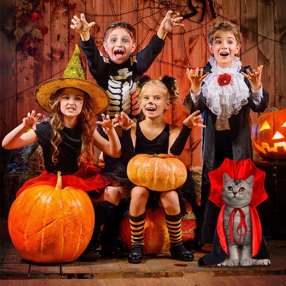 زي تنكري للحيوانات الاليفة للهالوين، عباءة مصاص دماء للقطط والكلاب، اكسسوارات ملابس تنكرية الساحرة، لوازم حفلات الهالوين للحيوانات الاليفة، مقاس M