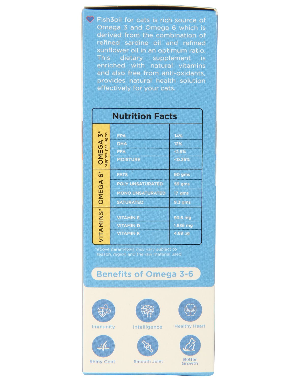 زيت فيش 3 اويل 3-6 للقطط من جينيسيسوميغا - مناعة ومعطف لامع، معزز للنمو الافضل - مكمل غذائي بالفيتامينات ومضادات الأكسدة