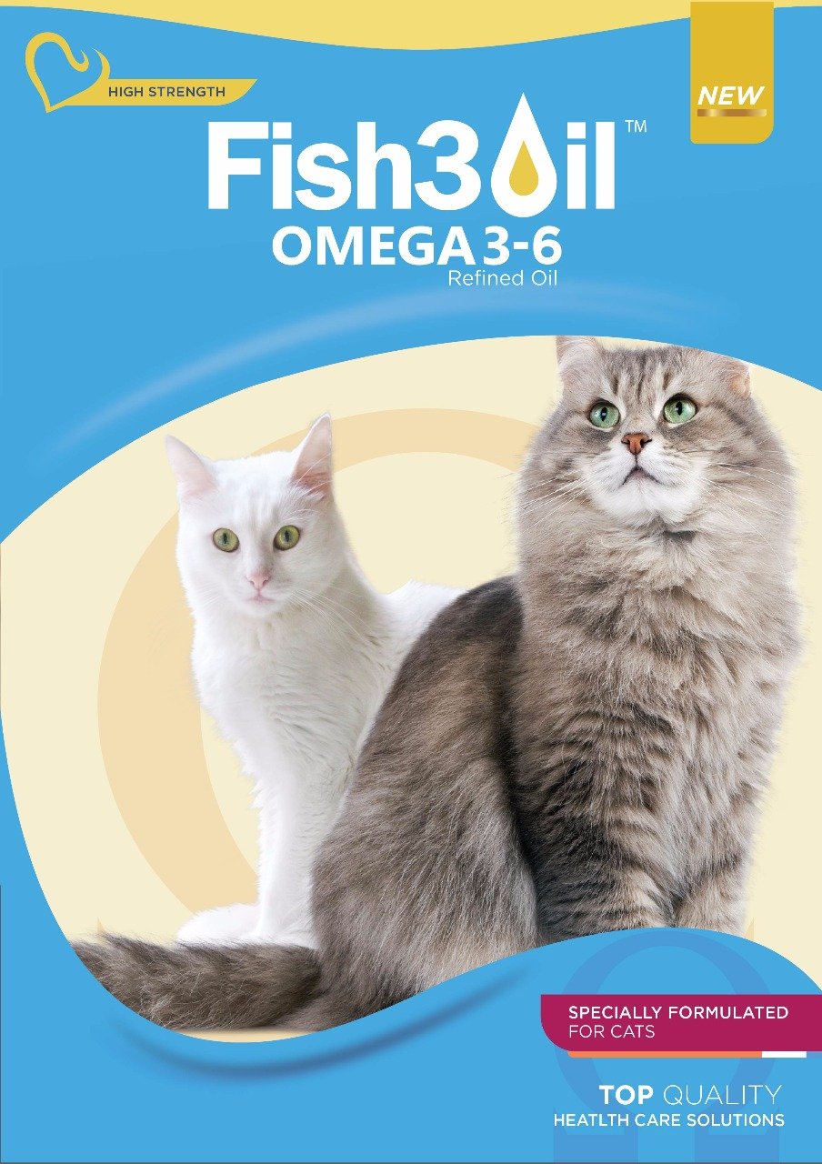 زيت فيش 3 اويل 3-6 للقطط من جينيسيسوميغا - مناعة ومعطف لامع، معزز للنمو الافضل - مكمل غذائي بالفيتامينات ومضادات الأكسدة