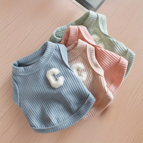 سترة قصيرة بتصميم وافل للحيوانات الاليفة الصغيرة، مناسبة للقطط والكلاب في الربيع والصيف، قطعة واحدة، لون بينك، مقاس L