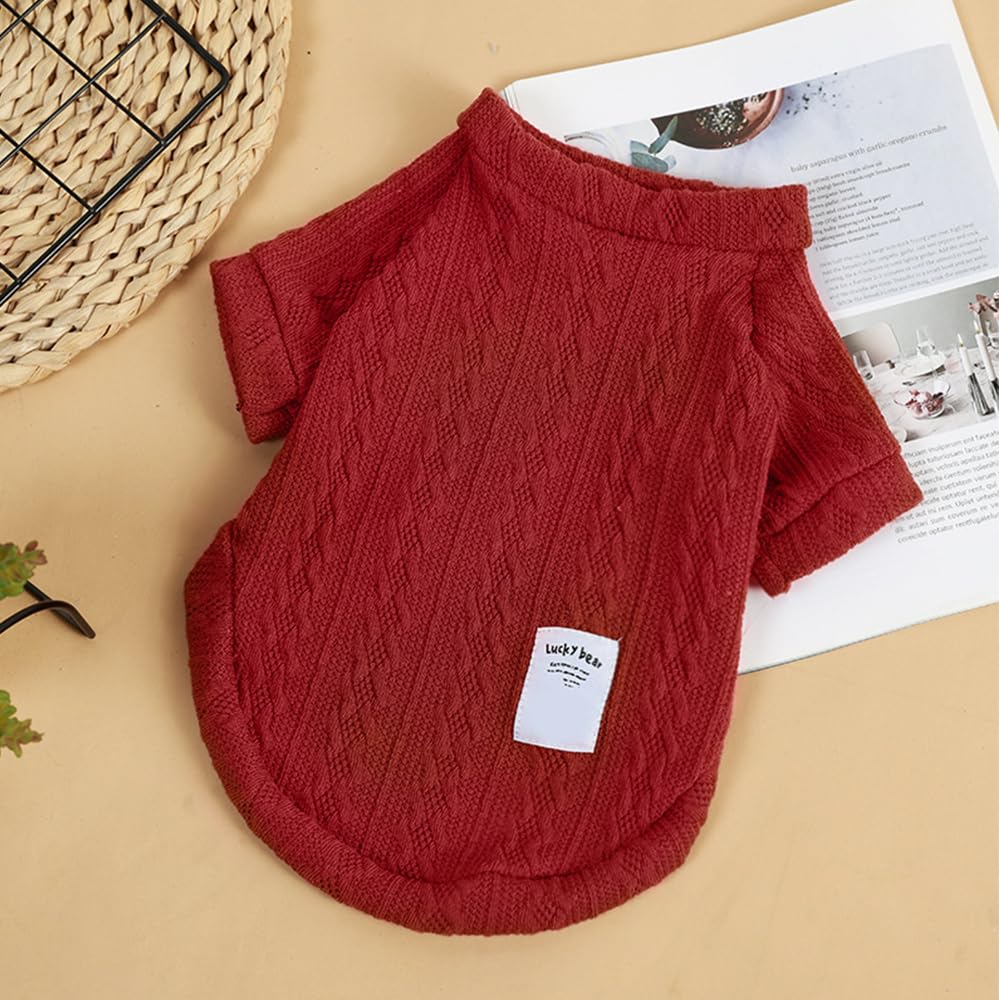 سترة لطيفة للكلاب الصغيرة للخريف والشتاء، ملابس للكلاب والقطط متعددة الالوان، سترة محبوكة دافئة من قطعة واحدة، مقاس XL، احمر