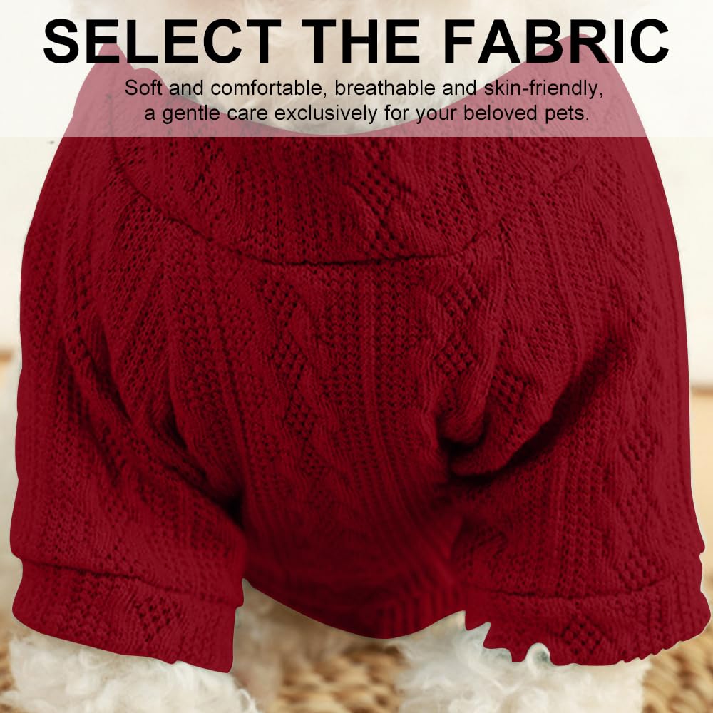 سترة لطيفة للكلاب الصغيرة للخريف والشتاء، ملابس للكلاب والقطط متعددة الالوان، سترة محبوكة دافئة من قطعة واحدة، مقاس XL، احمر