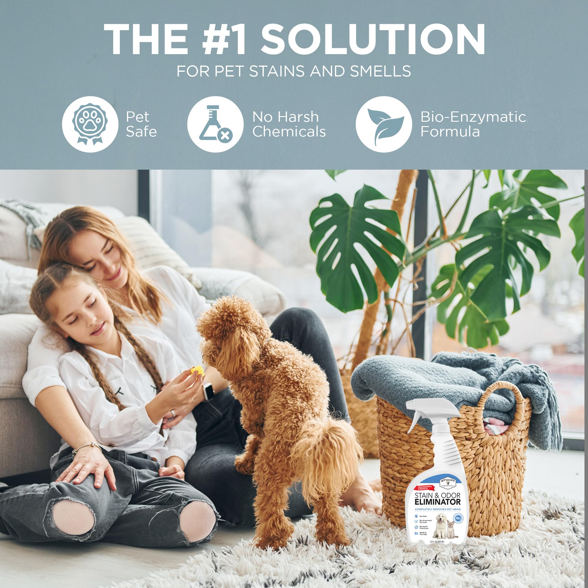 ستيوارت بيت سبلاي كو. مزيل روائح الحيوانات الاليفة الاحترافي | مزيل رائحة البول | منظف انزيم بول الحيوانات الاليفة | مزيل بقع ورائحة الحيوانات الاليفة | منظف انزيمي لبول الكلاب وبول القطط