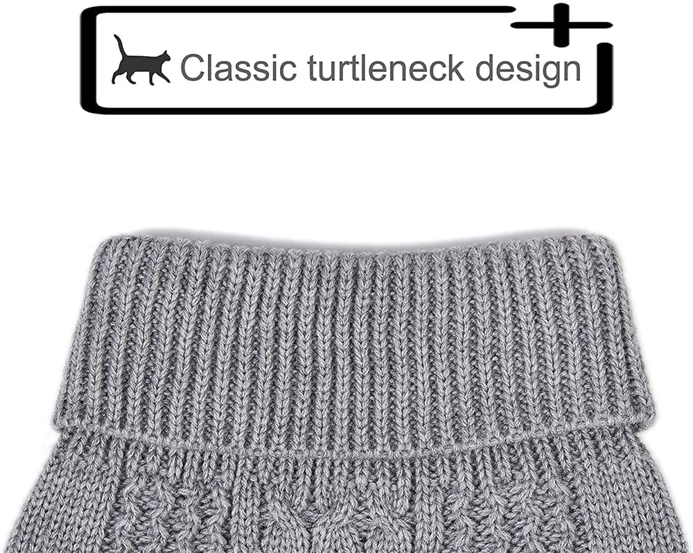 سويتر محبوك للقطط، سترة محبوكة برقبة دائرية مطوية بدون أكمام، ملابس تدفئة شتوية للقطط أو الكلاب الصغيرة في موسم البرد، مقاس L