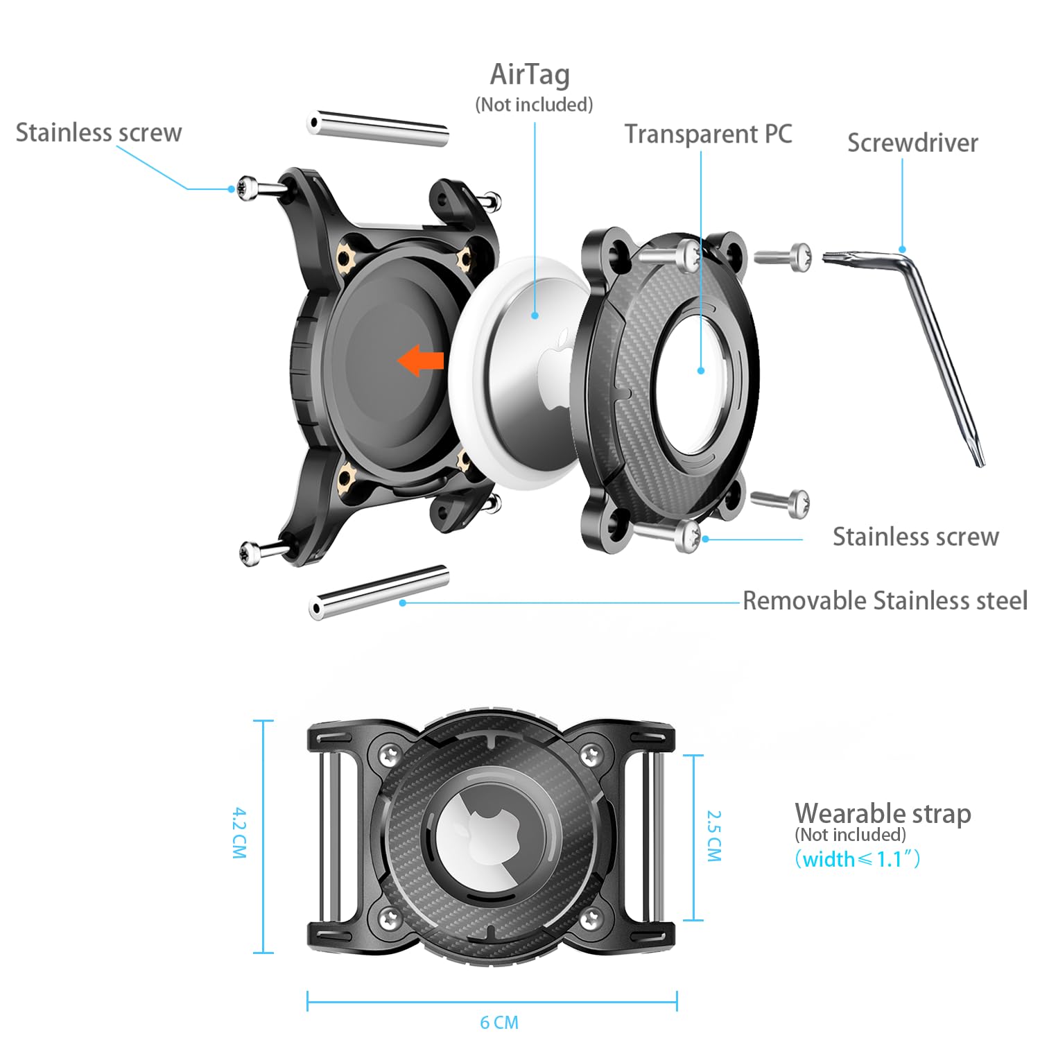 سيشي حامل ايرتاج مقاوم للماء - حافظة حماية كاملة صلبة من البولي يوريثين الحراري للمفاتيح، شنطة الظهر، الامتعة، القطط، جهاز تتبع نظام تحديد المواقع، ملحقات طوق الكلاب