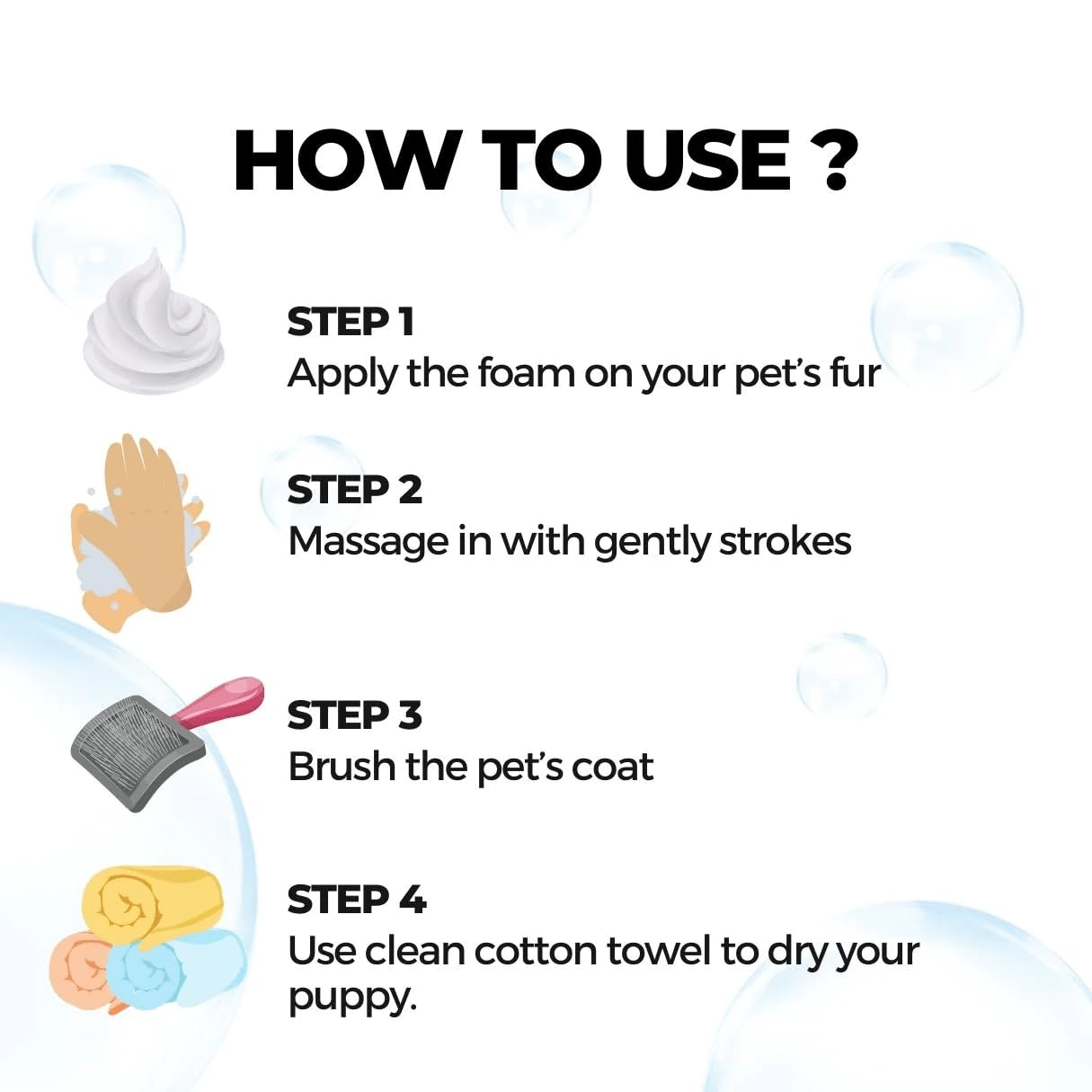 شامبو جاف للحيوانات الأليفة لتنظيف الفرو بسرعة وبدون ماء رغوة منظفة بدون شطف للكلاب والقطط من موبابي، 150 ملليلتر