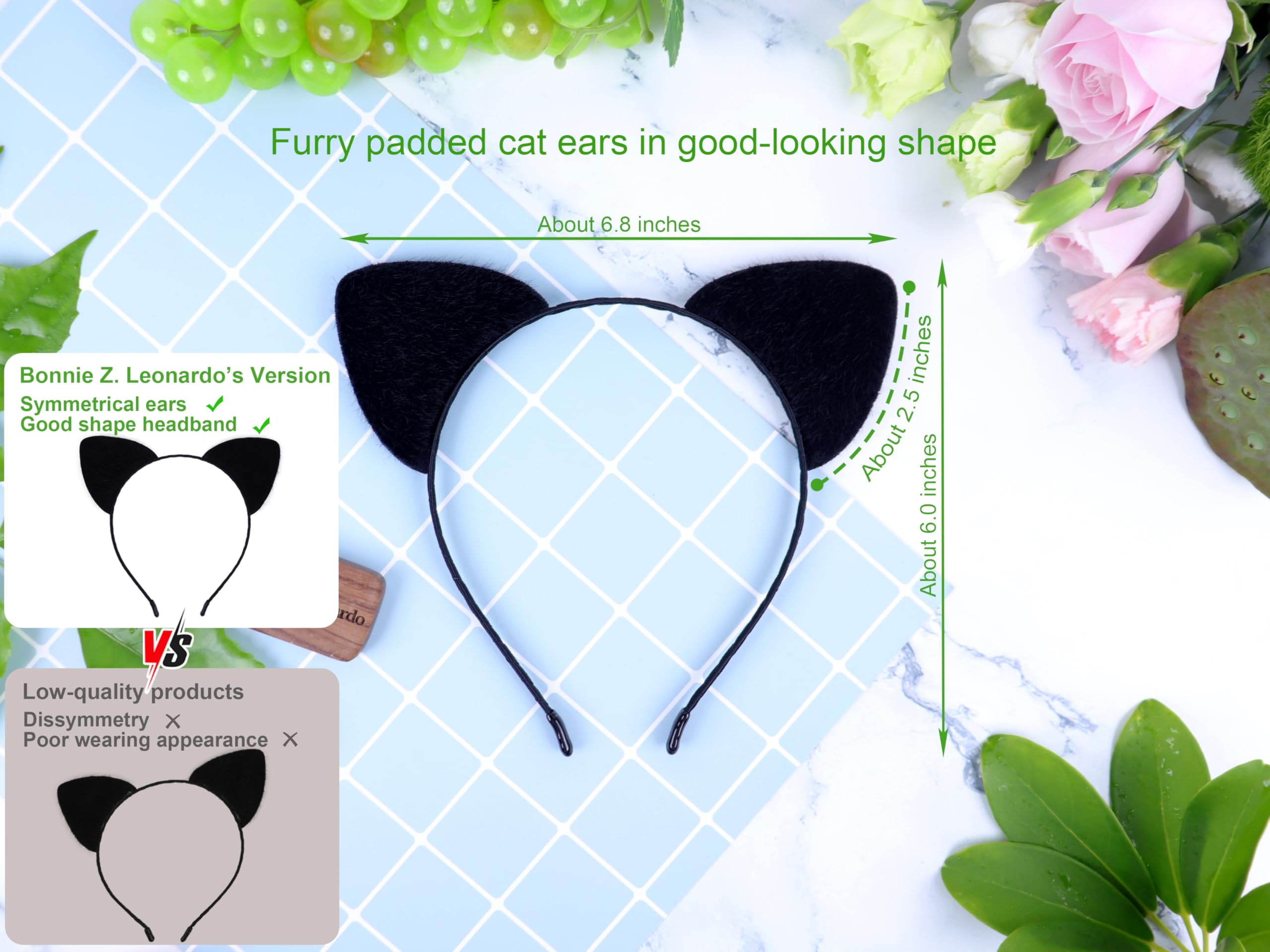 شريط راس على شكل اذني قطة من بوني زد ليوناردو، عصابة راس على شكل اذني قطة