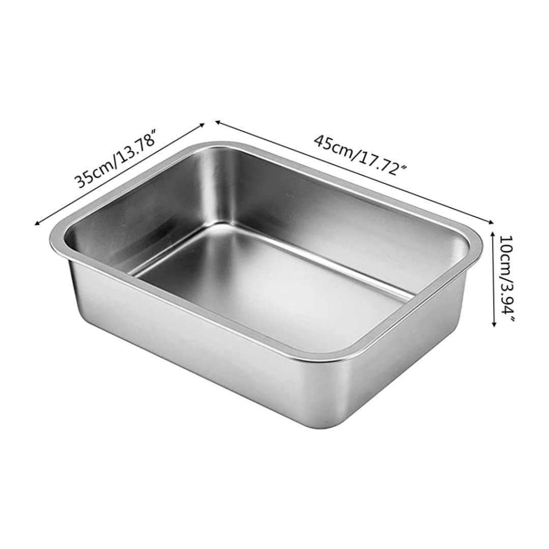 صندوق فضلات كبير جدًا من الفولاذ المقاوم للصدأ للتحكم في الرائحة للقطط والأرانب، ذو سطح مقاوم للالتصاق وسهل التنظيف ولا ينثني أبدًا ومقاوم للصدأ