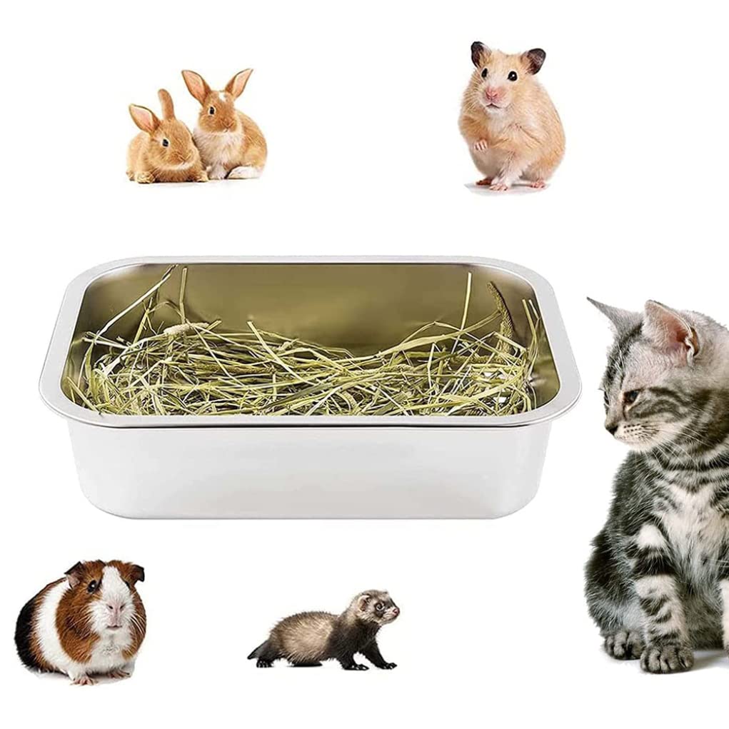 صندوق فضلات كبير جدًا من الفولاذ المقاوم للصدأ للتحكم في الرائحة للقطط والأرانب، ذو سطح مقاوم للالتصاق وسهل التنظيف ولا ينثني أبدًا ومقاوم للصدأ