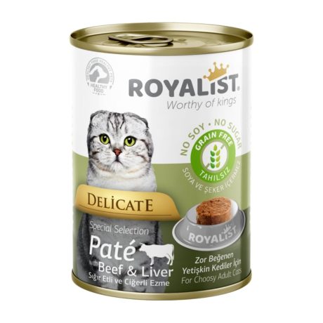 طعام باتيه بلحم وكبد بقري للقط البالغة من روياليست، 400 غرام