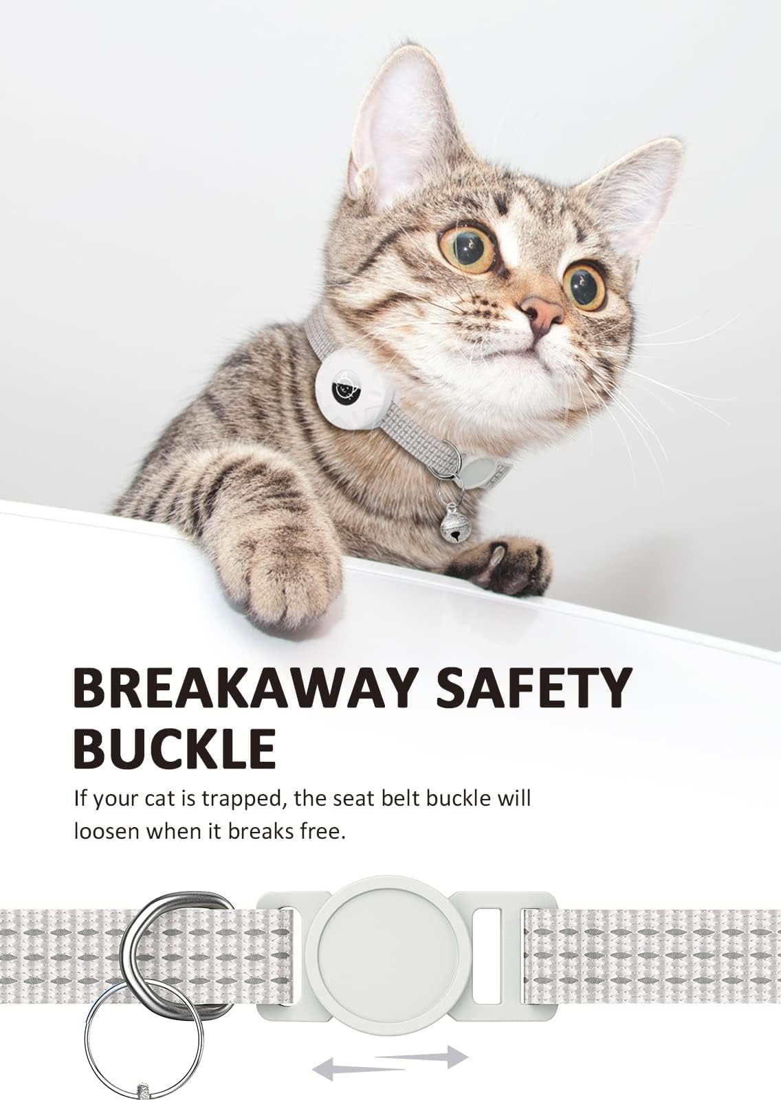 طوق قطط متو إيرتاج مزود بخاصية الانعكاس وحامل إيرتاج مدمج مع جرس قابل للفك لسلامة القطط وخفيف الوزن مناسب للقطط الصغيرة والجراء من الجنسين من جينيريك