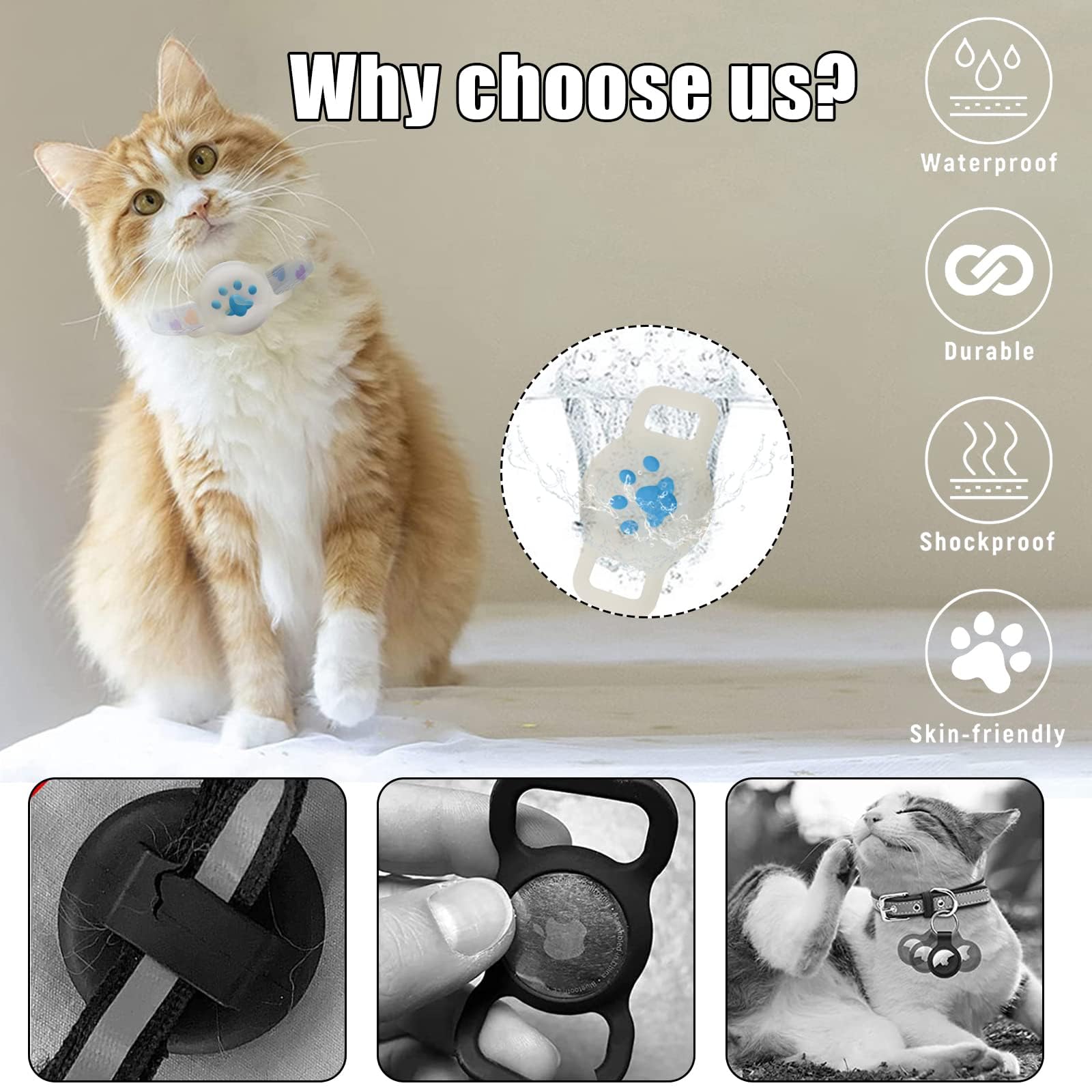 طوق للقطط قابل للتعديل مع حامل ايرتاج وابزيم قابل للفصل بتصميم جرس خفيف الوزن، أزرق