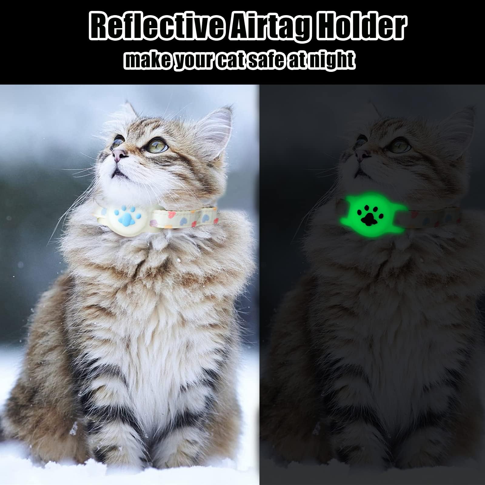 طوق للقطط قابل للتعديل مع حامل ايرتاج وابزيم قابل للفصل بتصميم جرس خفيف الوزن، أزرق