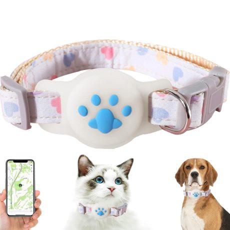 طوق للقطط قابل للتعديل مع حامل ايرتاج وابزيم قابل للفصل بتصميم جرس خفيف الوزن، أزرق
