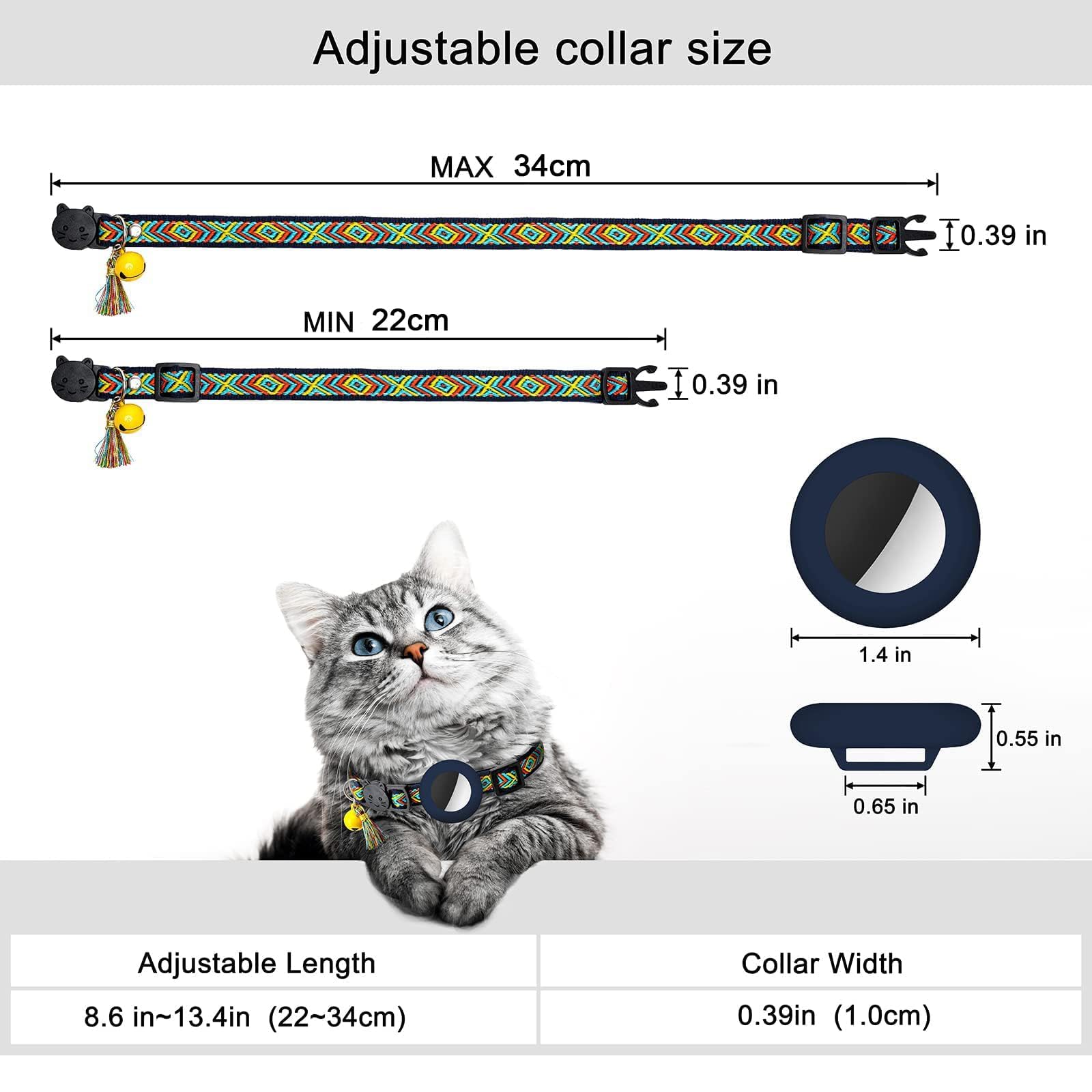 طوق للقطط من اكس سبرينج لجهاز ايرتاج امن ومريح وقابل للتعديل مع حامل ابل ايرتاج، ناعم ومتين، مثالي للمشي ليلا ونهارا، للقطط للاولاد والبنات