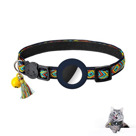 طوق للقطط من اكس سبرينج لجهاز ايرتاج امن ومريح وقابل للتعديل مع حامل ابل ايرتاج، ناعم ومتين، مثالي للمشي ليلا ونهارا، للقطط للاولاد والبنات