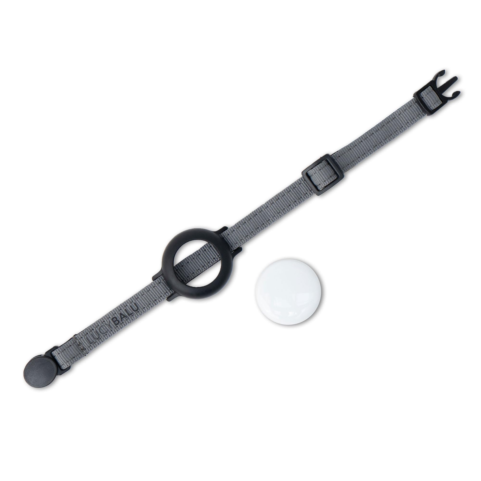 طوق للقطط من لوسي بالو®، طوق نايلون مقاوم للتمزق لايرتاج، طوق ايرتاج للقطط وجهاز تتبع القطط، متوافق مع ابل ايرتاج، حزام نايلون قابل للتعديل، رصاصي