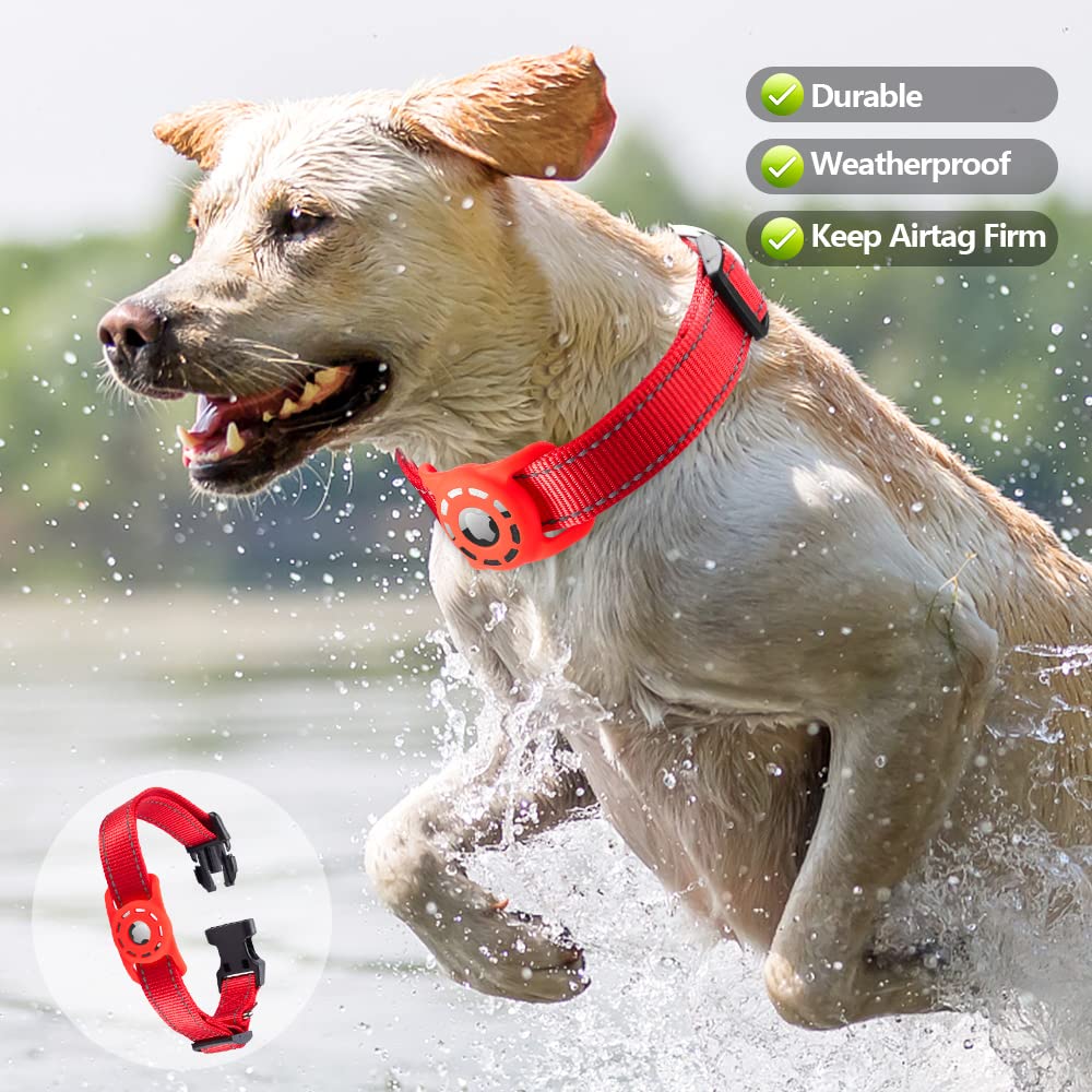 طوق نايلون مع حامل سيليكون متوافق مع ابل إيرتاج ومناسب للكلاب الصغيرة والقطط من كونتي، برتقالي، XS مقاس الرقبة 20-30سم