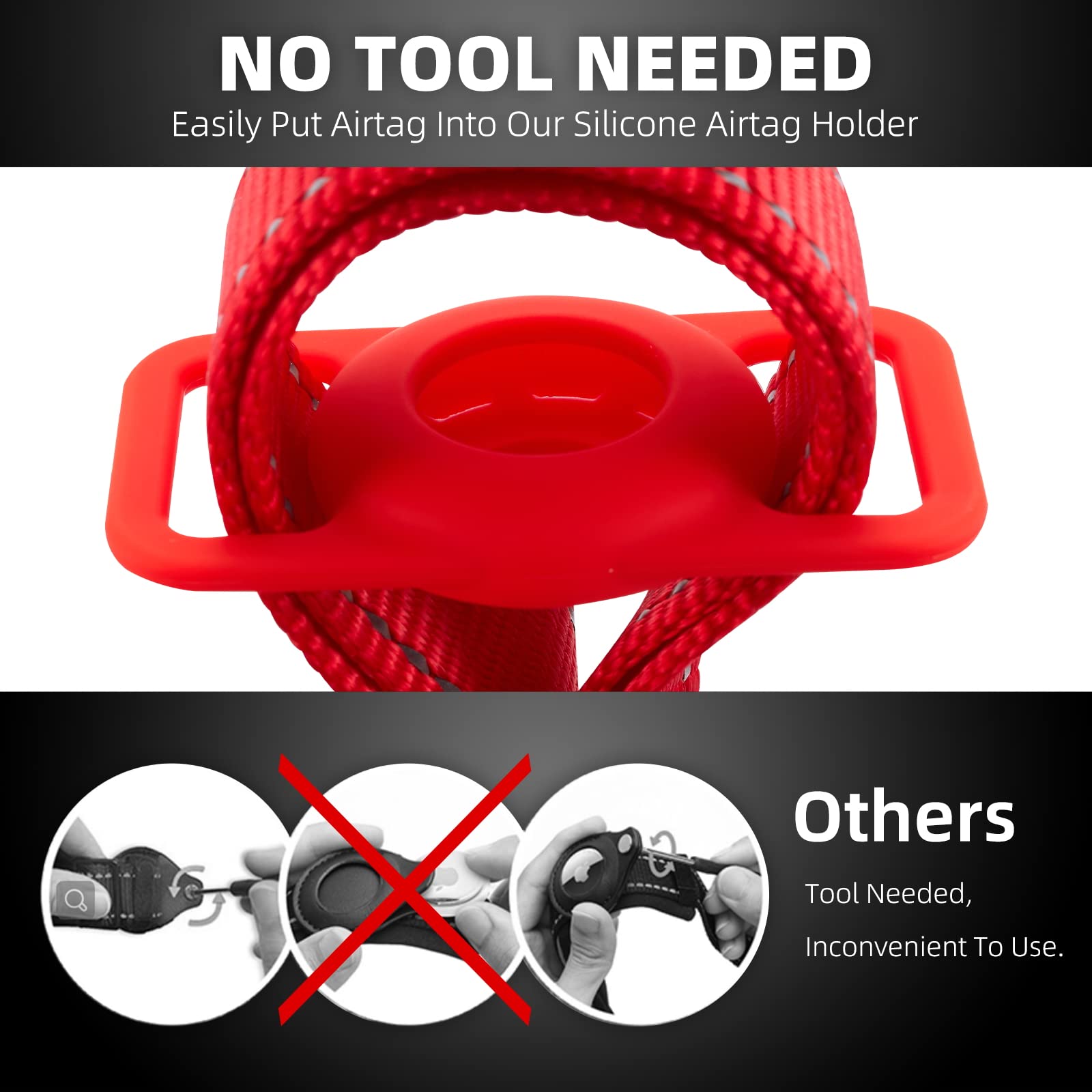 طوق نايلون مع حامل سيليكون متوافق مع ابل إيرتاج ومناسب للكلاب الصغيرة والقطط من كونتي، برتقالي، XS مقاس الرقبة 20-30سم