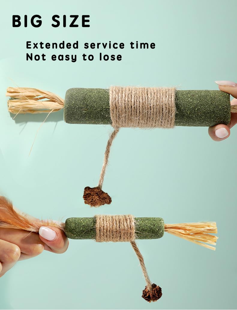 عصى مضغ للقطط للعب وتنظيف الأسنان، لعبة تفاعلية للحيوانات الأليفة، لعبة مضغ للقطط صالحة للأكل (مقاس متوسط M)