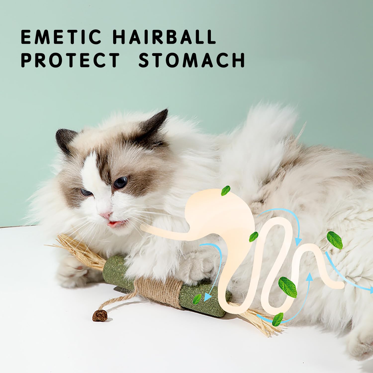 عصى مضغ للقطط للعب وتنظيف الأسنان، لعبة تفاعلية للحيوانات الأليفة، لعبة مضغ للقطط صالحة للأكل (مقاس متوسط M)