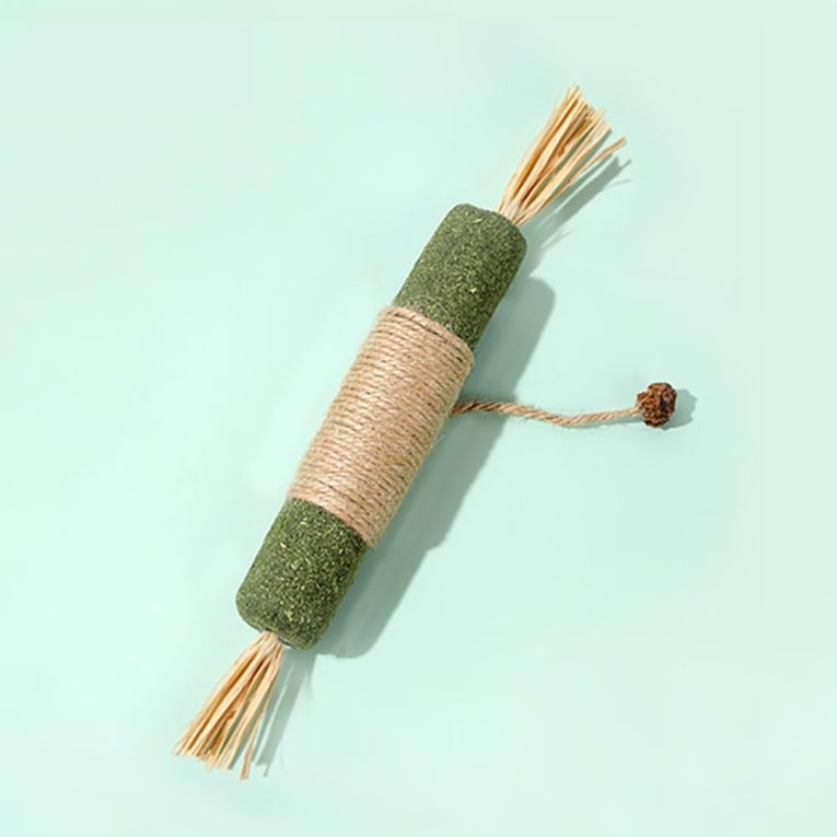 عصى مضغ للقطط للعب وتنظيف الأسنان، لعبة تفاعلية للحيوانات الأليفة، لعبة مضغ للقطط صالحة للأكل (مقاس متوسط M)