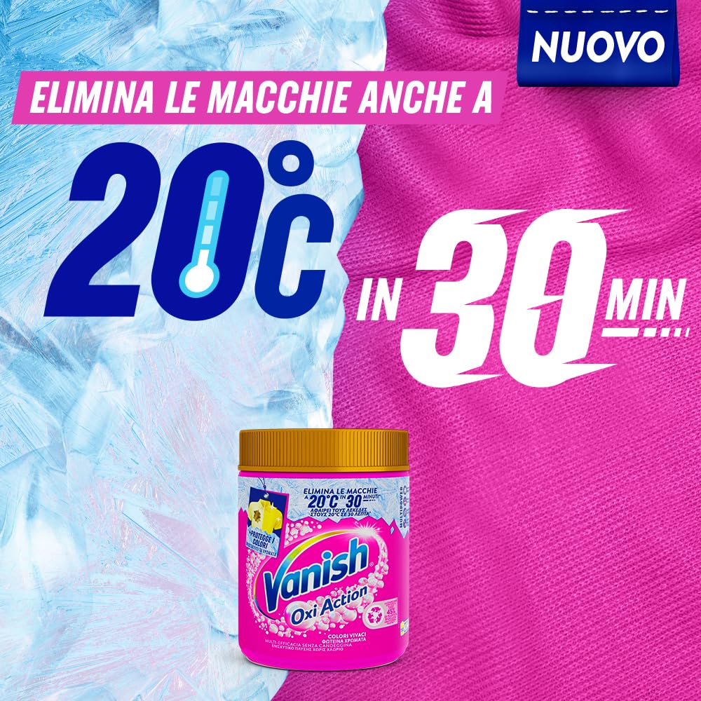 فانيش مسحوق اوكسي اكشن مالتي باور مزيل البقع باللون الزهري للملابس الملونة، عبوة واحدة من مزيل الغسيل 500 غرام، مضاف للغسالة، بدون مبيضات