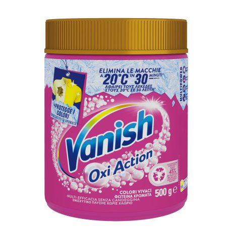 فانيش مسحوق اوكسي اكشن مالتي باور مزيل البقع باللون الزهري للملابس الملونة، عبوة واحدة من مزيل الغسيل 500 غرام، مضاف للغسالة، بدون مبيضات