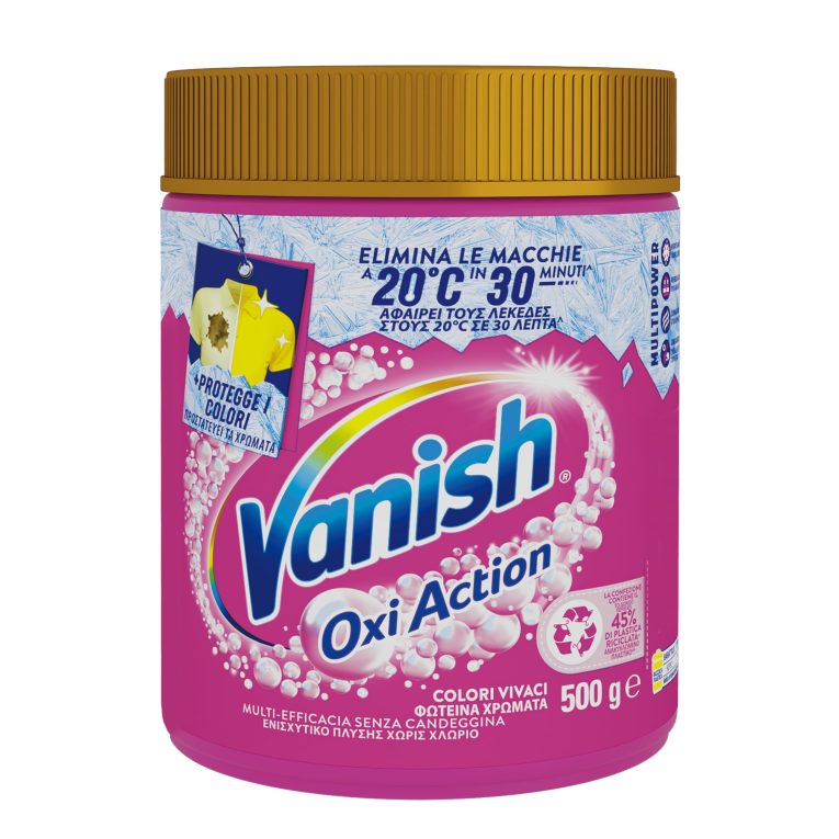 فانيش مسحوق اوكسي اكشن مالتي باور مزيل البقع باللون الزهري للملابس الملونة، عبوة واحدة من مزيل الغسيل 500 غرام، مضاف للغسالة، بدون مبيضات
