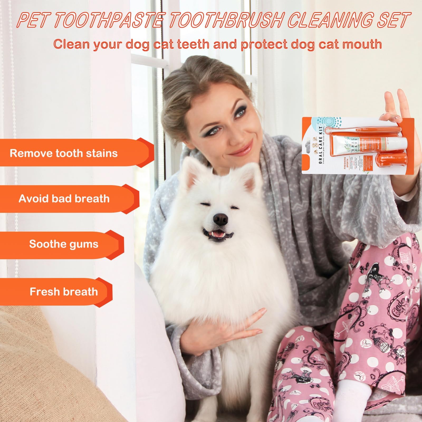 فرشاة اسنان ومعجون اسنان للكلاب، فرشاة اسنان للكلاب، فرشاة اسنان للقطط والكلاب، فرشاة اسنان ومعجون اسنان، منظف اسنان اصابع الجراء ينعش التنفس بمقبض طويل، فرشاة اسنان لازالة البلاك بنكهة اللحم البقري