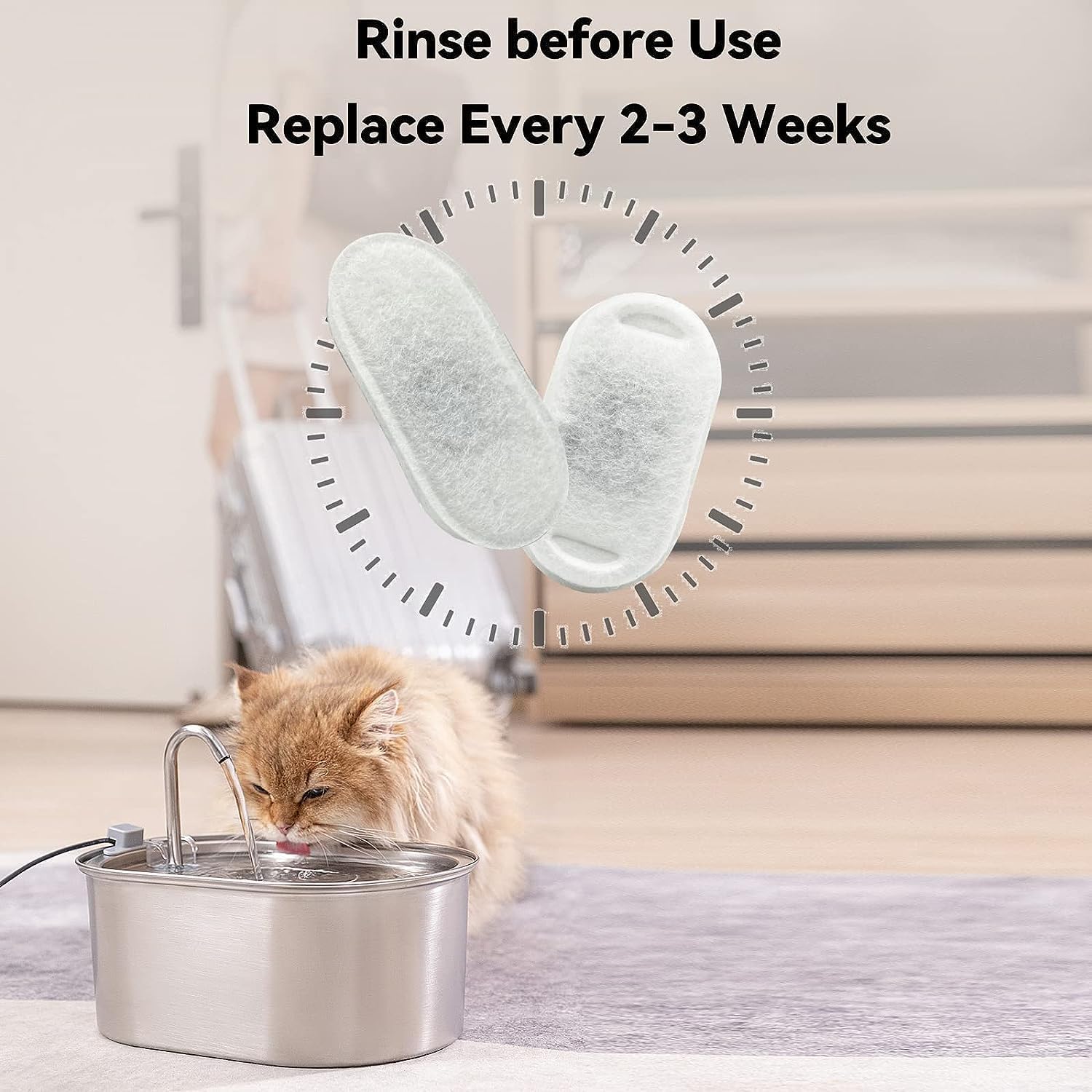 فلتر نافورة مياه للقطط من 24 قطعة، فلتر بديل لنافورة القطط، فلاتر نافورة الحيوانات الاليفة، تقنية الكربون النشط، عبوة قيمة، لمالكي القطط، المنازل متعددة الحيوانات الاليفة