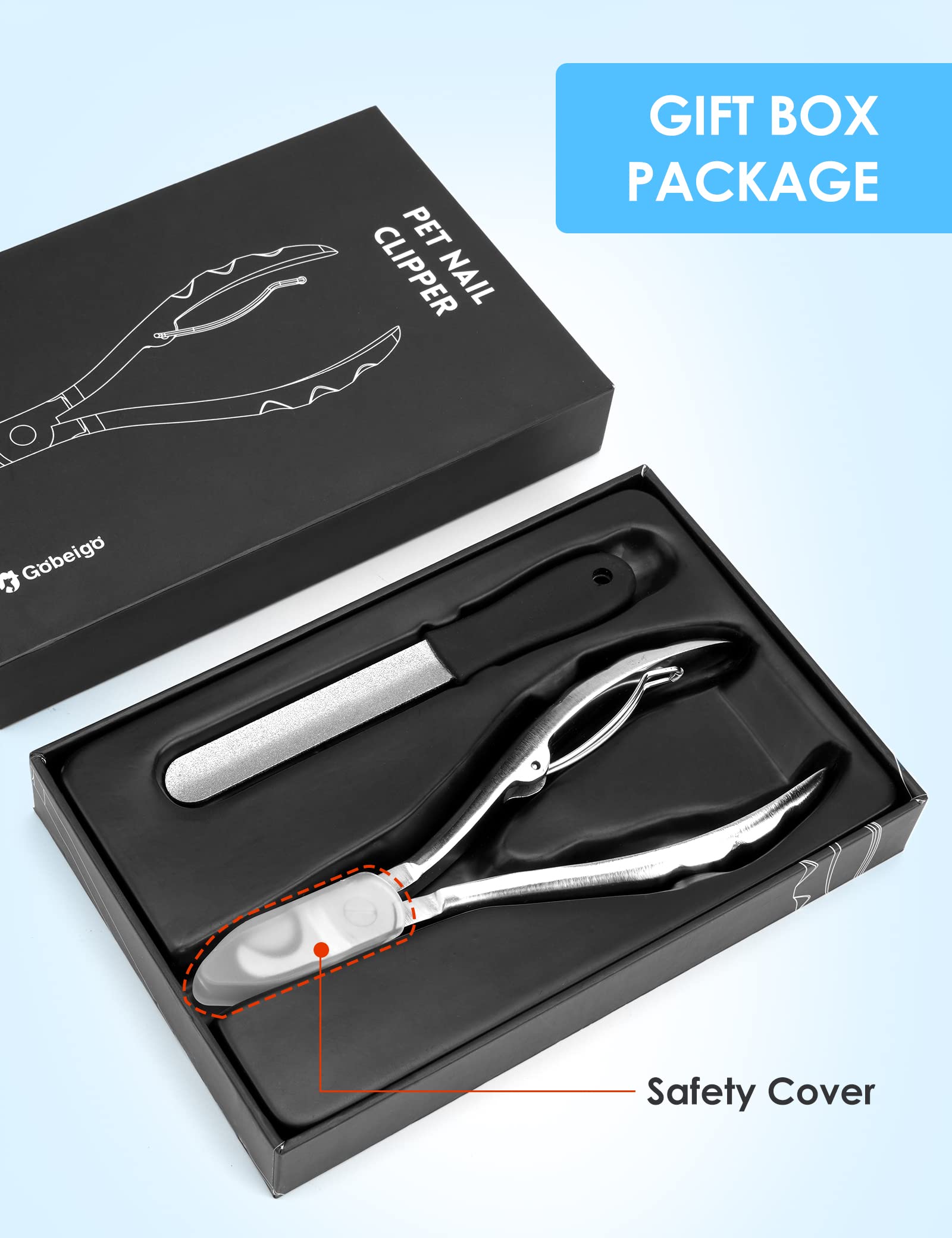 قصافة أظافر للكلاب مع مبرد أظافر احترافية شديدة التحمل من ستيل مارتينسيت بالكامل بشفرة حادة مثالية لأظافر الكلاب الكبيرة/الحيوانات الأليفة السميكة والقطط من جوبيجو، مقابض مريحة مقاومة للانزلاق